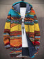 Women’s Patchwork Print Hooded Cardigan - Retro Stripe