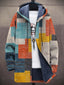 Women’s Patchwork Print Hooded Cardigan - Teal & Orange Print