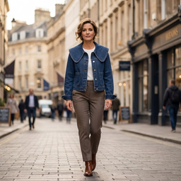Denim Jacket | Oversized Rounded Collar, Cropped Silhouette 1