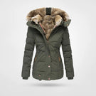 Women’s Mid-Length Quilted Parka with Faux Fur Trim