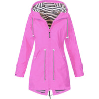 Women’s Hooded Drawstring Rain Jacket - Pink