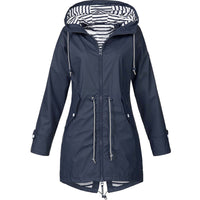 Women’s Hooded Drawstring Rain Jacket - Navy
