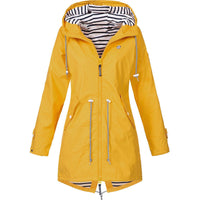 Women’s Hooded Drawstring Rain Jacket - Orange