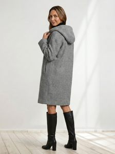 Women’s Hooded Bouclé Longline Coat - view 2