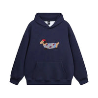 Hoodie | Oversized Silhouette, Embroidered Dachshund Design 1