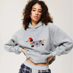 Hoodie | Oversized Silhouette, Embroidered Dachshund Design 3