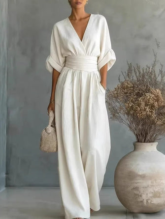 Jumpsuit | Deep V Neckline, Wide-Leg Silhouette 1