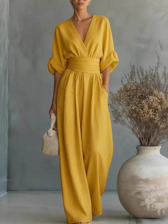 Jumpsuit | Deep V Neckline, Wide-Leg Silhouette 3
