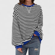 Kayli Comfortable Jumper - Cozy Stripe Knit for Casual Style, Loose Fit, Classic Round Neck, Autumn/Winter Fashion 0
