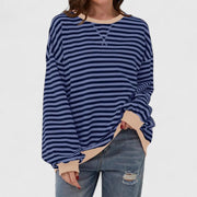 Kayli Comfortable Jumper - Cozy Stripe Knit for Casual Style, Loose Fit, Classic Round Neck, Autumn/Winter Fashion 6