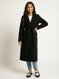 Women’s Longline Double Breasted Belted Overcoat