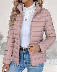 Women’s Stand Collar Quilted Jacket - Pink