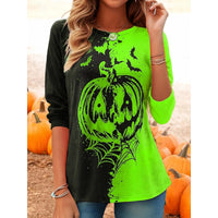 Long Sleeve Top | Pumpkin Print, Crew Neckline 2