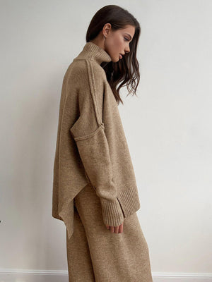 Lounge Set | Slouchy Turtleneck, Wide-Leg Pants 1