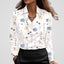 Women’s Cowl Neck Satin Blouse - White Print