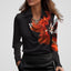Women’s Cowl Neck Satin Blouse - Black Print