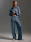 Women’s Polo Collar Knit Jumper and Trouser Set - Blue