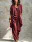 Women’s Draped Duster Jacket Three-Piece Set - Wine Red