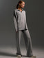 Women’s Polo Collar Knit Jumper and Trouser Set - Grey