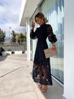 Women's Puff Sleeve High Neck Dress
