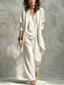 Women’s Draped Duster Jacket Three-Piece Set - White