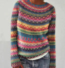 Women’s Fair Isle Striped Knit Jumper - Red