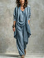 Women’s Draped Duster Jacket Three-Piece Set - Blue