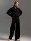 Women’s Polo Collar Knit Jumper and Trouser Set - Black