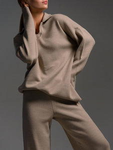 Women’s Polo Collar Knit Jumper and Trouser Set - view 2