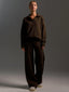 Women’s Polo Collar Knit Jumper and Trouser Set - Brown
