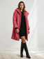 Women’s Hooded Bouclé Longline Coat - Pink
