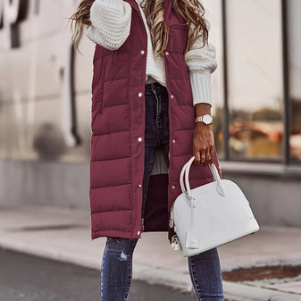 Puffer Vest | Black, Hooded, Quilted Silhouette 0