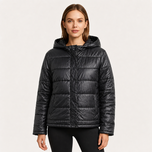 Quilted Jacket | Glossy Finish, Hooded Design 7