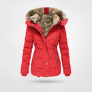 Women’s Mid-Length Quilted Parka with Faux Fur Trim