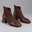 Women’s Square Toe Knit Panel Ankle Boots - Brown