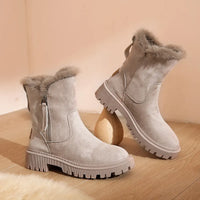 Women’s Faux Fur Lined Side-Zip Ankle Boots - Beige