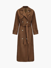 Women’s Faux Suede Double Breasted Trench Coat