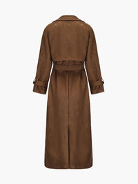 Women’s Faux Suede Double Breasted Trench Coat