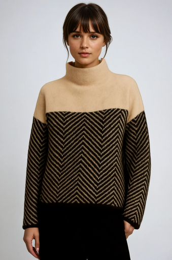 Sweater | Chevron Pattern, Funnel Neck Design 0