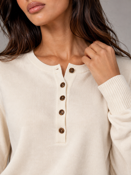 Sweater | Henley Neckline, Button Placket 1