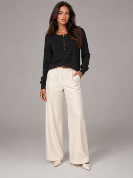 Sweater | Henley Neckline, Button Placket 9