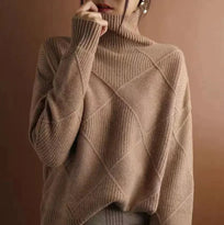 Sweater | Turtleneck Neckline, Diamond Knit Pattern 0