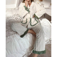 Two-Piece Set | Ruffle Trim, Button-Front Top 1