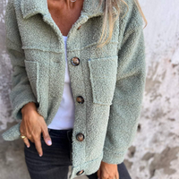 Women’s Teddy Fleece Button Jacket - Sage Green