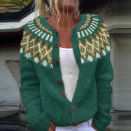 Women’s Emerald Nordic Yoke Knitted Cardigan