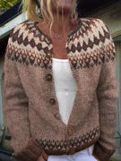 Women’s Brown Fair Isle Knitted Cardigan