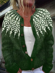 Women’s Forest Green Snowflake Knitted Cardigan
