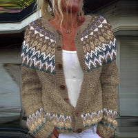 Women’s Oatmeal Fair Isle Knitted Cardigan