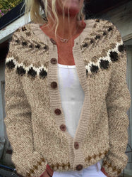 Women’s Cream and Black Fair Isle Knitted Cardigan