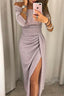 Women’s Draped Off-Shoulder Midi Dress with Front Slit